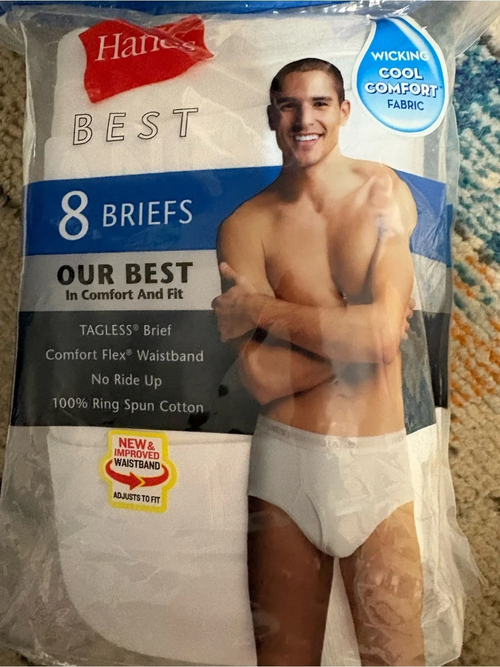 New in package Men’s Hanes Best White Briefs 8-Pack - Tagless Comfort Size 2X
